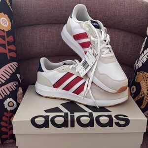 Adidas White and Red Athletic Shoes